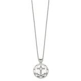 Sterling Silver Enameled CZ Confirmation Cross Necklace-WBC-QG5303-17.5