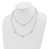 Sterling Silver Rhodium-plated CZ 2-strand w/1in Ext. Necklace-WBC-QG5310-16