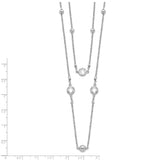 Sterling Silver Rhodium-plated CZ 2-strand w/1in Ext. Necklace-WBC-QG5310-16