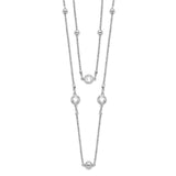 Sterling Silver Rhodium-plated CZ 2-strand w/1in Ext. Necklace-WBC-QG5310-16