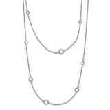 Sterling Silver Rhodium-plated w/2in. Ext. CZ Station Layered Necklace-WBC-QG5312-16