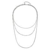 Sterling Silver Beaded Layered with 2in .ext Necklace-WBC-QG5326-15.5