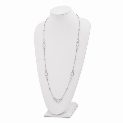 Sterling Silver Rhodium-plated Polished Ovals and Discs Necklace-WBC-QG5328-36