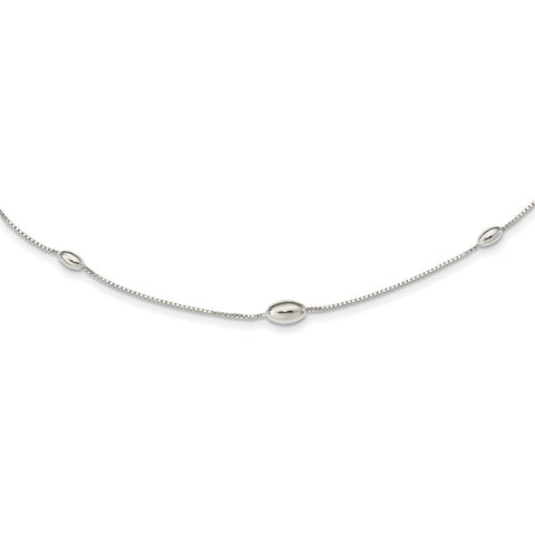 Sterling Silver Polished Oval Beaded Necklace-WBC-QG5330-24