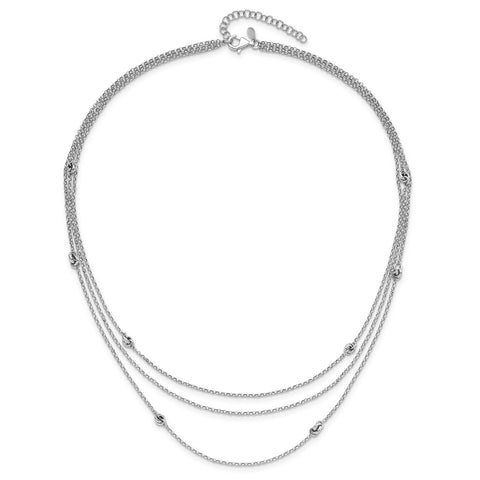 Sterling Silver RH-plated Love Knot Multi-Strand w/2in ext Necklace-WBC-QG5331-18