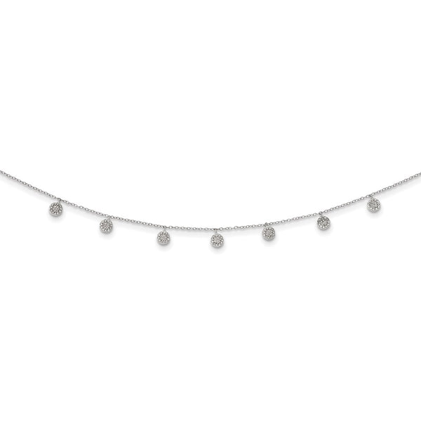 Sterling Silver Rhodium-plated CZ w/ 4in ext. Choker-WBC-QG5340-12