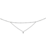 Sterling Silver Rhodium-plated CZ Beaded w/ 4in ext. Choker-WBC-QG5341-12
