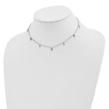 Sterling Silver Rhodium-plated CZ 12.5in w/2in ext Choker Necklace-WBC-QG5342-12.5