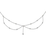 Sterling Silver Rhodium-plated Draped CZ w/4in ext Choker Necklace-WBC-QG5343-12.5