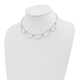 Sterling Silver Rhodium-plated Draped CZ w/2in ext Choker Necklace-WBC-QG5344-12.5