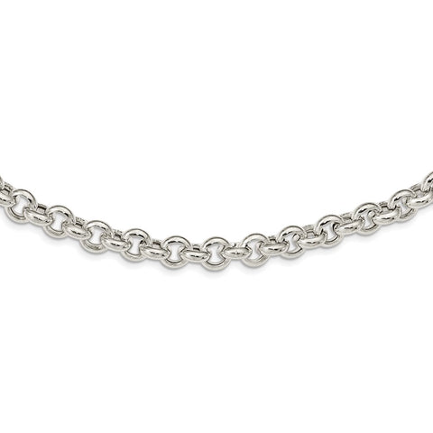 Sterling Silver Polished Fancy Rolo Link Necklace-WBC-QG5357-17.5