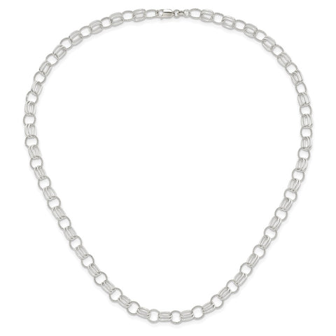 Sterling Silver Twisted Link Necklace-WBC-QG5359-18