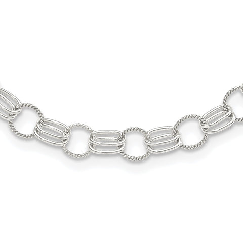Sterling Silver Twisted Link Necklace-WBC-QG5359-18