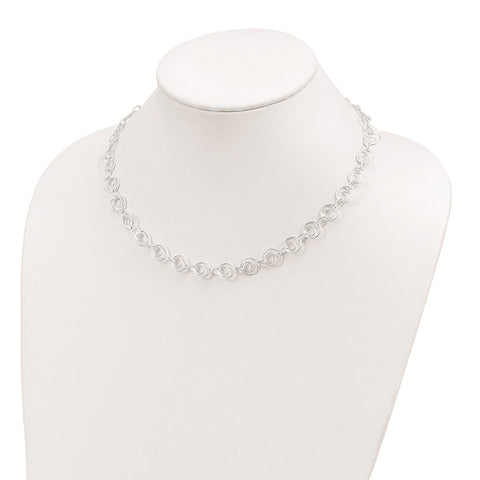 Sterling Silver Polished Link Necklace-WBC-QG5360-18