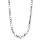 Sterling Silver Polished Beaded Necklace-WBC-QG5386-18