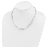Sterling Silver Polished Beaded Necklace-WBC-QG5386-18