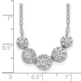 Sterling Silver Rhodium-plated 5-CZ Circles w/2in. Ext. Necklace-WBC-QG5418-16.5