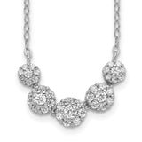 Sterling Silver Rhodium-plated 5-CZ Circles w/2in. Ext. Necklace-WBC-QG5418-16.5