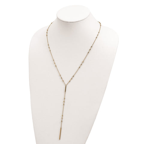 Sterling Silver Gold-tone Beads/Vertical Bar w/1in ext. Y-Necklace-WBC-QG5454-22