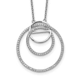 Sterling Silver Rhodium-plated CZ Loop Circles w/2 in. Ext. Necklace-WBC-QG5457-16