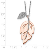 Sterling Silver Rose-tone CZ Leaf w/ 2in ext. Necklace-WBC-QG5480-16