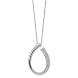 Sterling Silver Rhodium-plated CZ Micro Pave w/ 2in ext. Necklace-WBC-QG5482-16