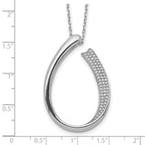 Sterling Silver Rhodium-plated CZ Micro Pave w/ 2in ext. Necklace-WBC-QG5482-16