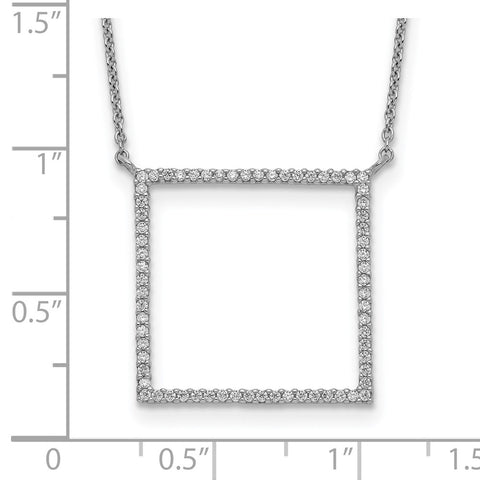 Sterling Silver Square CZ Necklace-WBC-QG5510-18