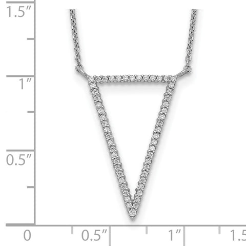 Sterling Silver Triangle CZ Necklace-WBC-QG5511-18