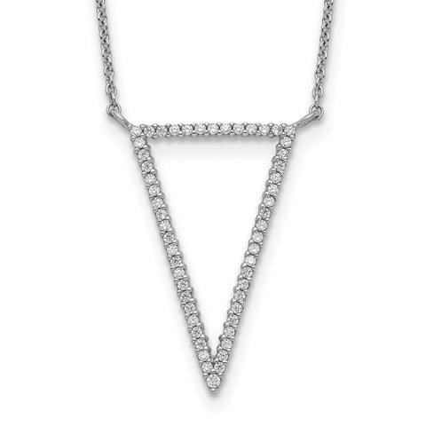 Sterling Silver Triangle CZ Necklace-WBC-QG5511-18