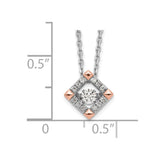 Sterling Silver RH-plated Rose-tone Moving CZ w/2in ext Necklace-WBC-QG5522-16