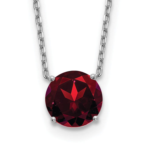 Sterling Silver RH-pltd Dk Red Swarovski Crystal w/2in ext Necklace-WBC-QG5524-16.5