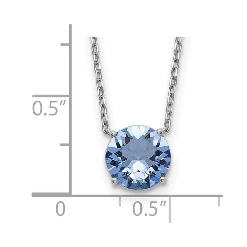 Sterling Silver RH-pltd Blue Swarovski Crystal w/2in ext Necklace-WBC-QG5531-16.5