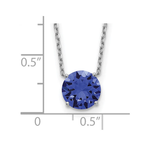 Sterling Silver RH-pltd Blue Swarovski Crystal w/2in ext Necklace-WBC-QG5532-16.5