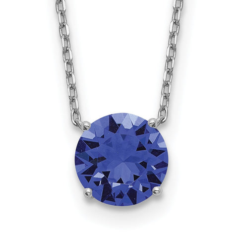 Sterling Silver RH-pltd Blue Swarovski Crystal w/2in ext Necklace-WBC-QG5532-16.5