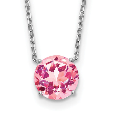 Sterling Silver RH-pltd Pink Swarovski Crystal w/2in ext Necklace-WBC-QG5533-16.5