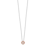 Sterling Silver Rhod-plated Rose-tone Vibrant CZ 2/in ext Necklace-WBC-QG5537-16