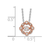 Sterling Silver Rhod-plated Rose-tone Vibrant CZ 2/in ext Necklace-WBC-QG5537-16