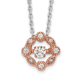 Sterling Silver Rhod-plated Rose-tone Vibrant CZ 2/in ext Necklace-WBC-QG5537-16