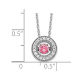 Sterling Silver RH-plated Rose-tone Moving Pink CZ w/2in ext Necklace-WBC-QG5538-16