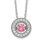 Sterling Silver RH-plated Rose-tone Moving Pink CZ w/2in ext Necklace-WBC-QG5538-16