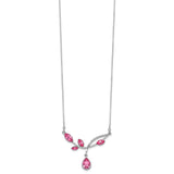 Sterling Silver RH-plated Pink Crystal Branch w/2in ext Necklace-WBC-QG5550-16
