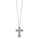 Sterling Silver CZ Fancy Cross w/2in ext. Necklace-WBC-QG5558-18