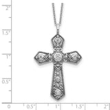 Sterling Silver CZ Fancy Cross w/2in ext. Necklace-WBC-QG5558-18