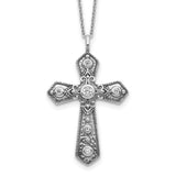 Sterling Silver CZ Fancy Cross w/2in ext. Necklace-WBC-QG5558-18