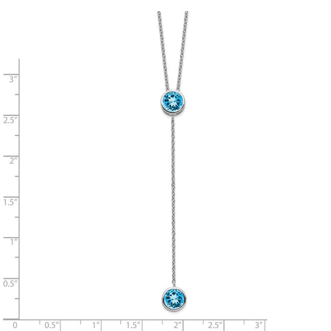 Sterling Silver Rhodium-plated Blue Topaz w/ 2in ext. Y-Necklace-WBC-QG5564-16
