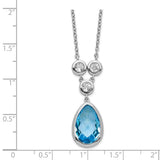 Sterling Silver Rhodium-plated White & Blue Topaz w/ 2in ext. Necklace-WBC-QG5566-16