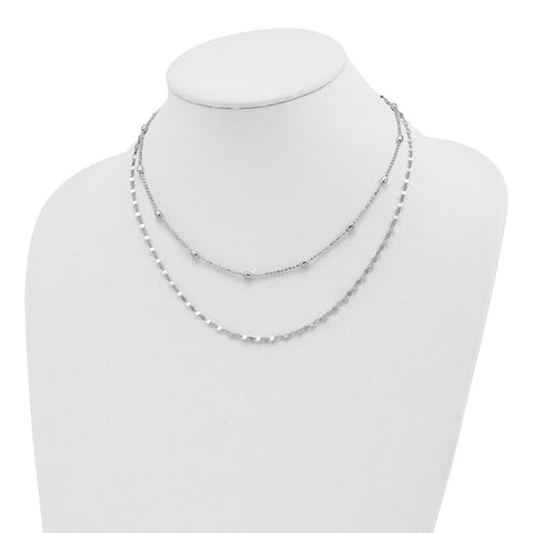 Sterling Silver Polished Double Strand w/4 in ext Choker-WBC-QG5573-12