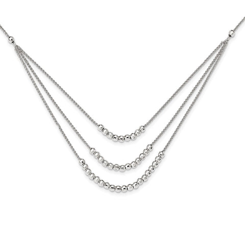 Sterling Silver Beaded Multi Layer Necklace-WBC-QG5574-15