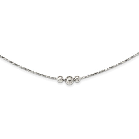 Sterling Silver Polished Bead Fancy Link Necklace-WBC-QG5576-16